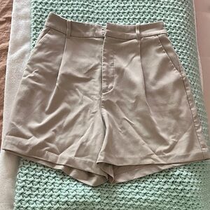 Abercrombie & Fitch Women's Tailored High-Waist Beige Shorts